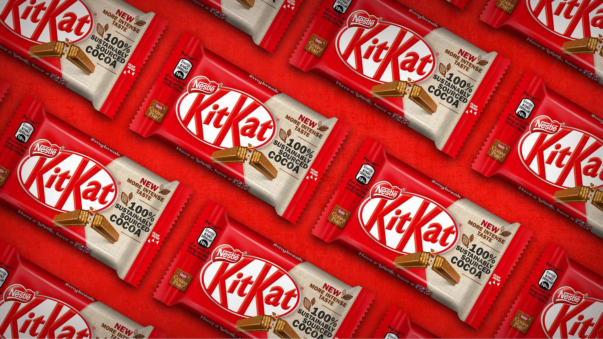 Kit Kat In Red Wrappers Background