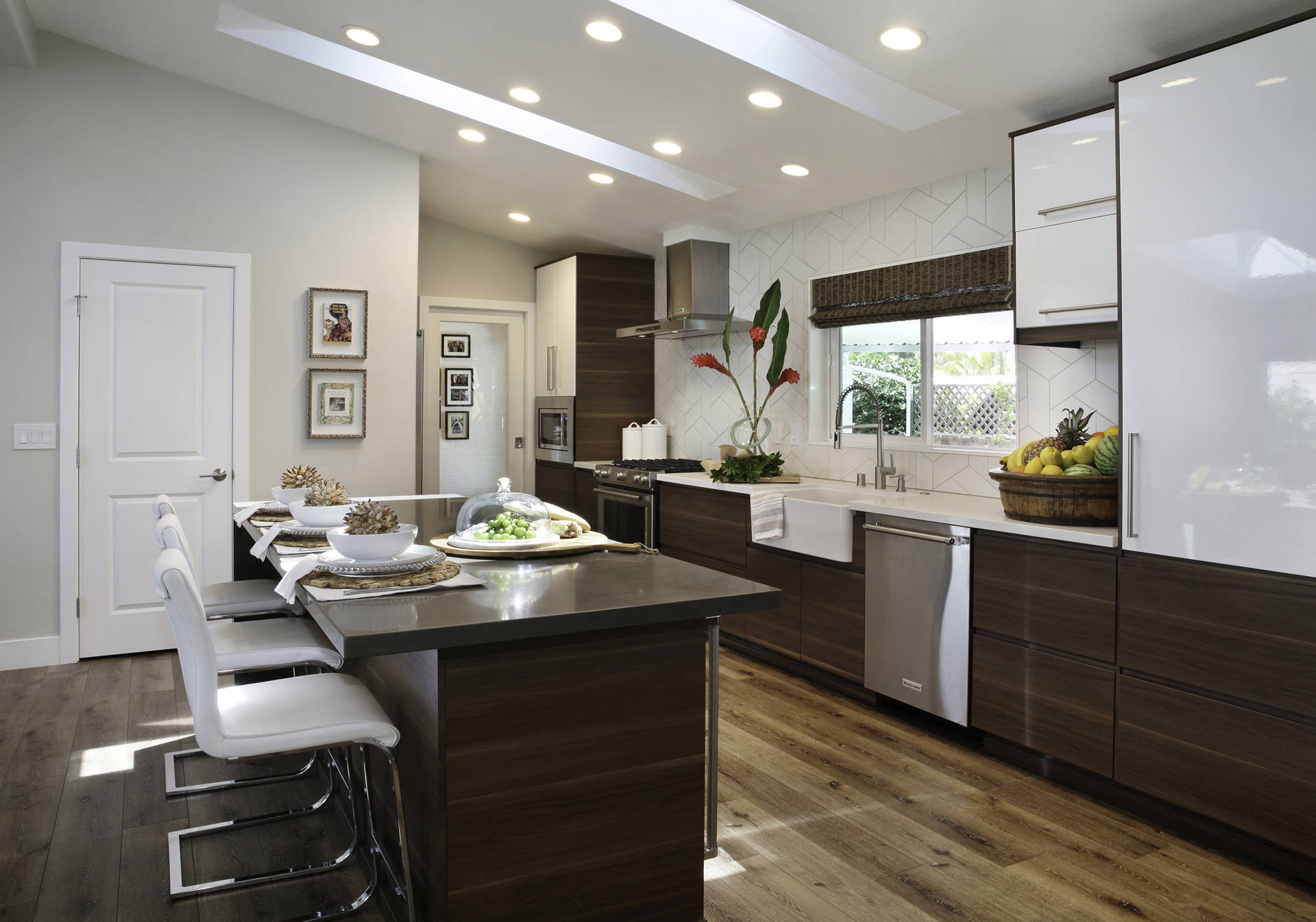 Kitchen Background With Dark Wood Accents Background