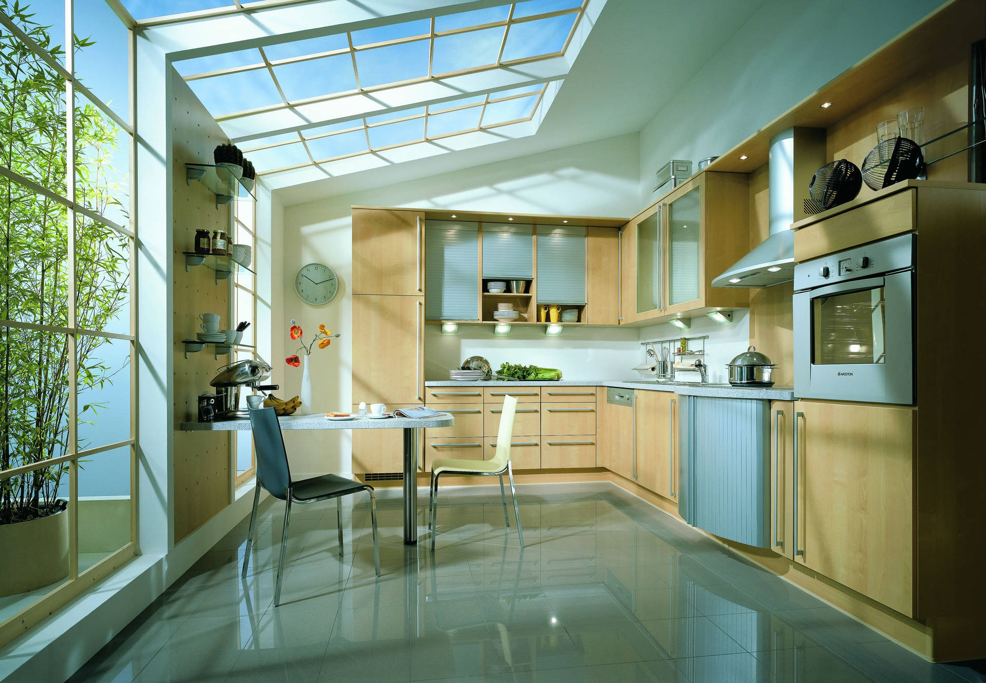 Kitchen Design With Large Window Background