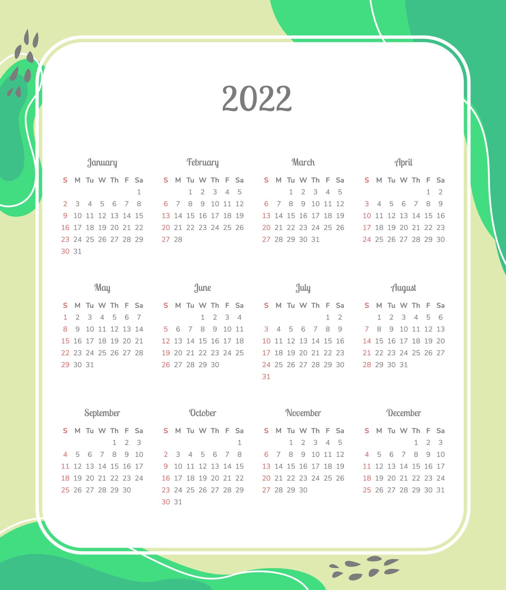 Kiwi 2022 Calendar Background