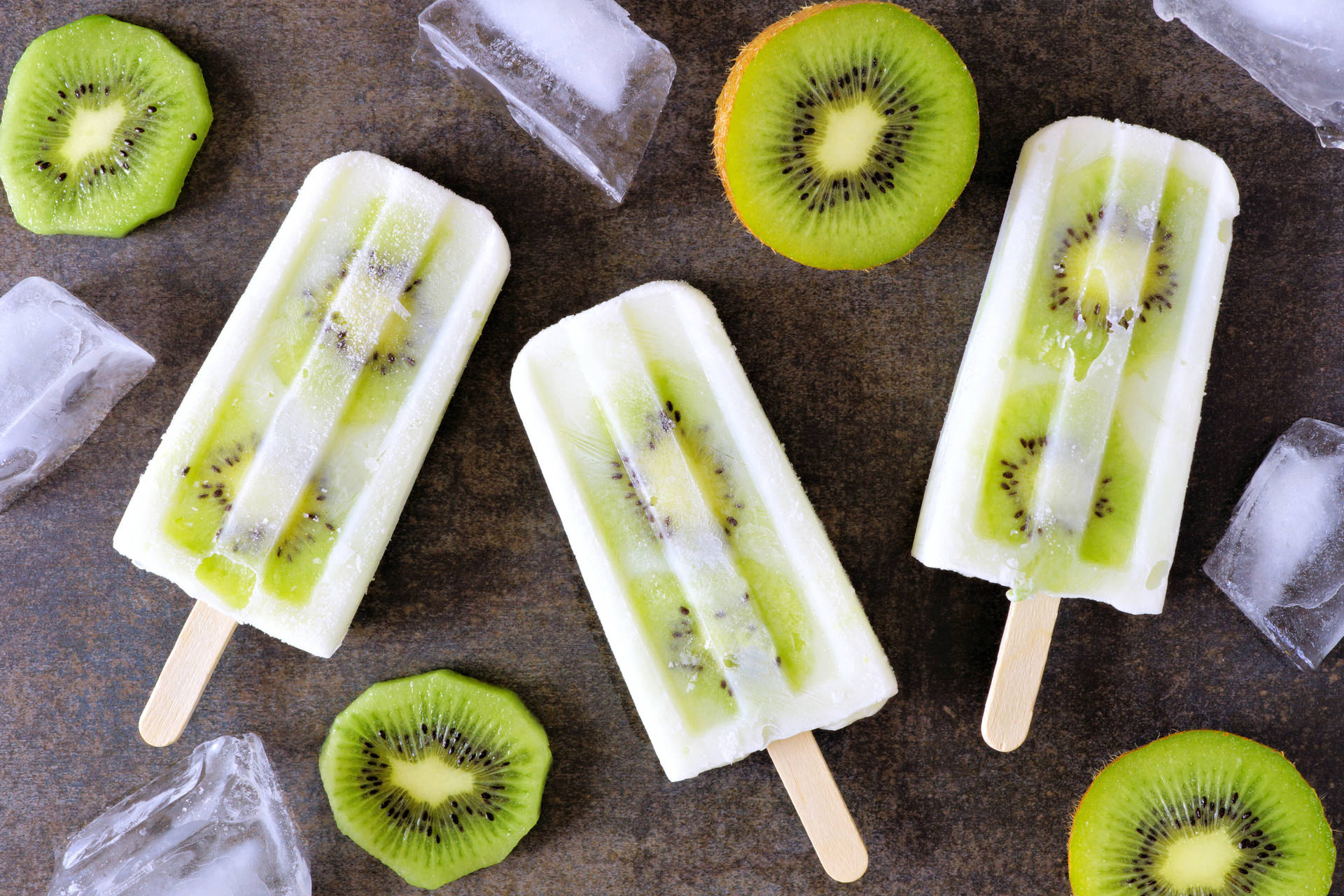 Kiwi Flavor Popsicles Background