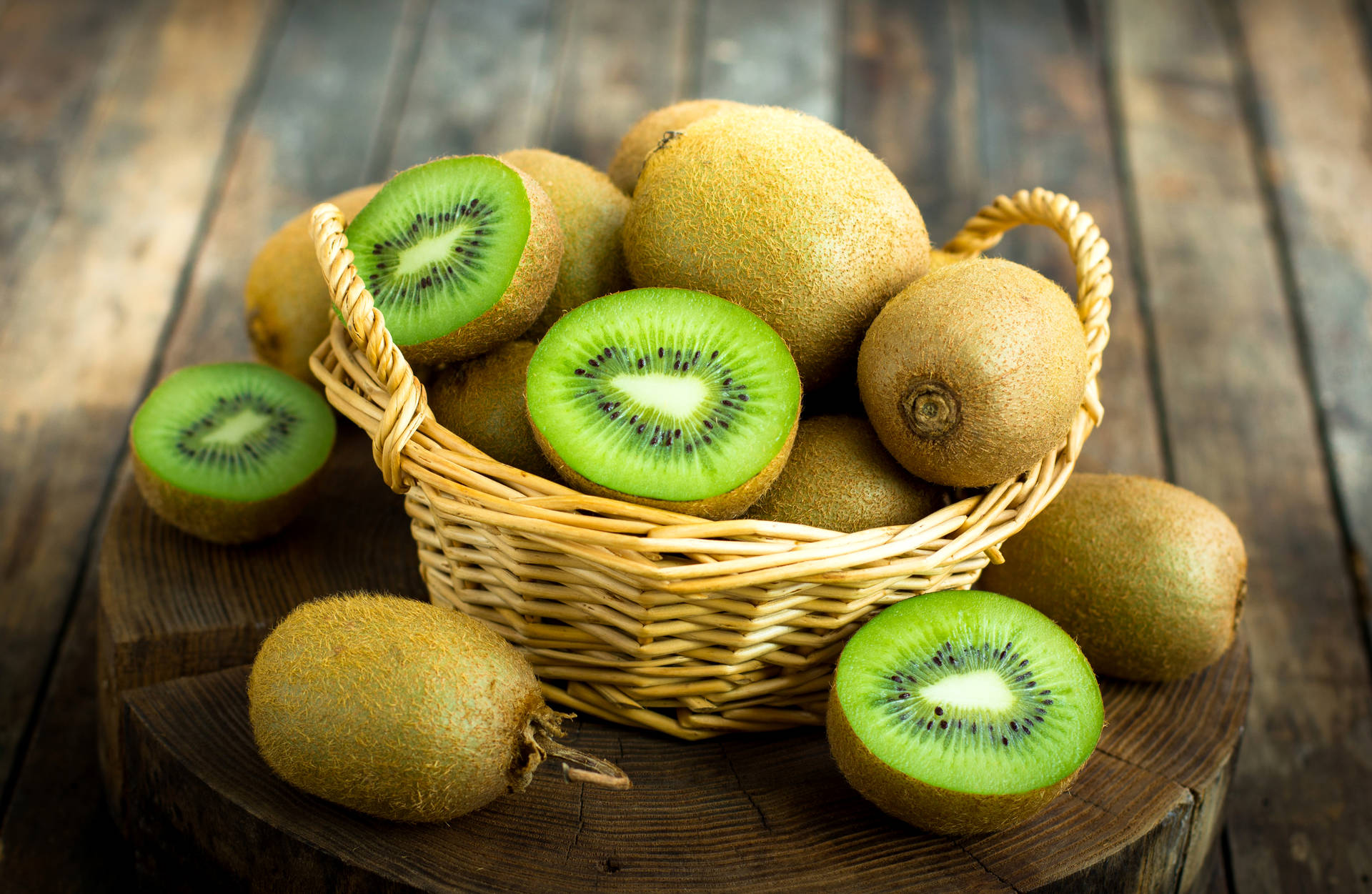 Kiwi Fruit Basket Background