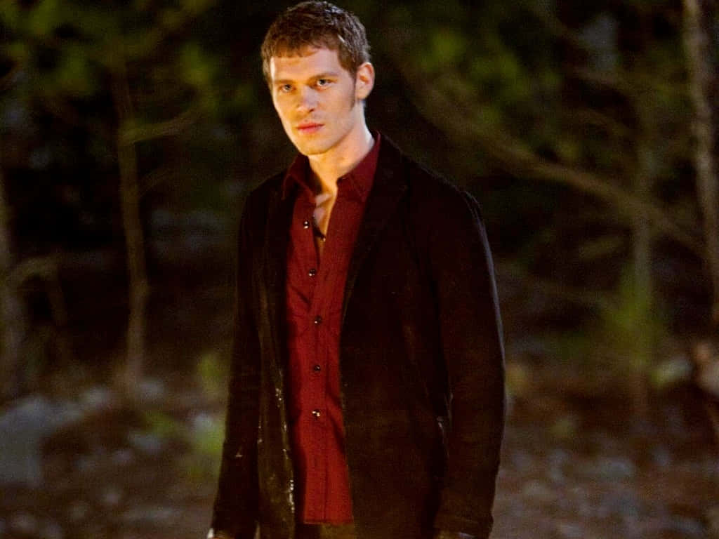 Klaus Mikaelson In Red Collared Shirt