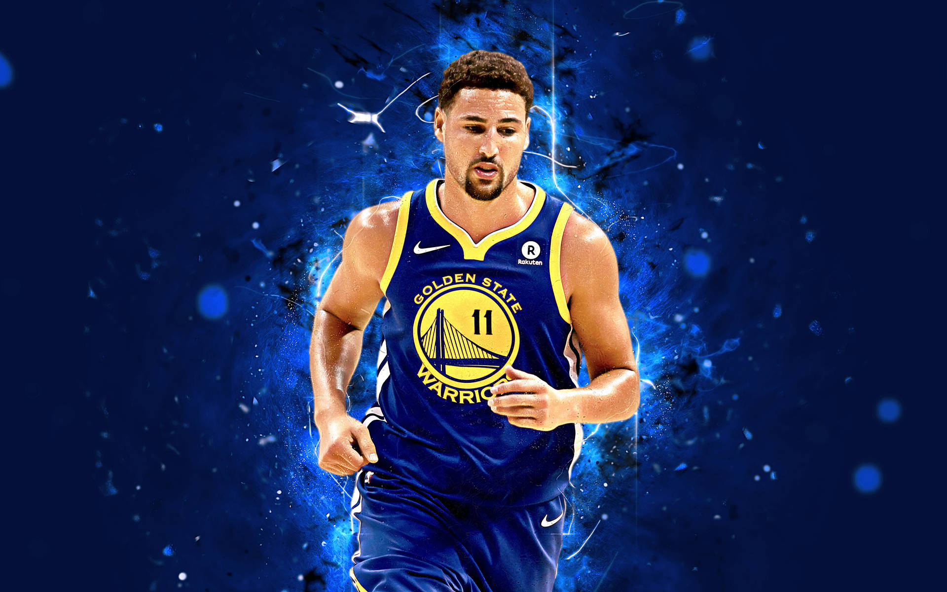 Klay Thompson In Action On The Basketball Court Background