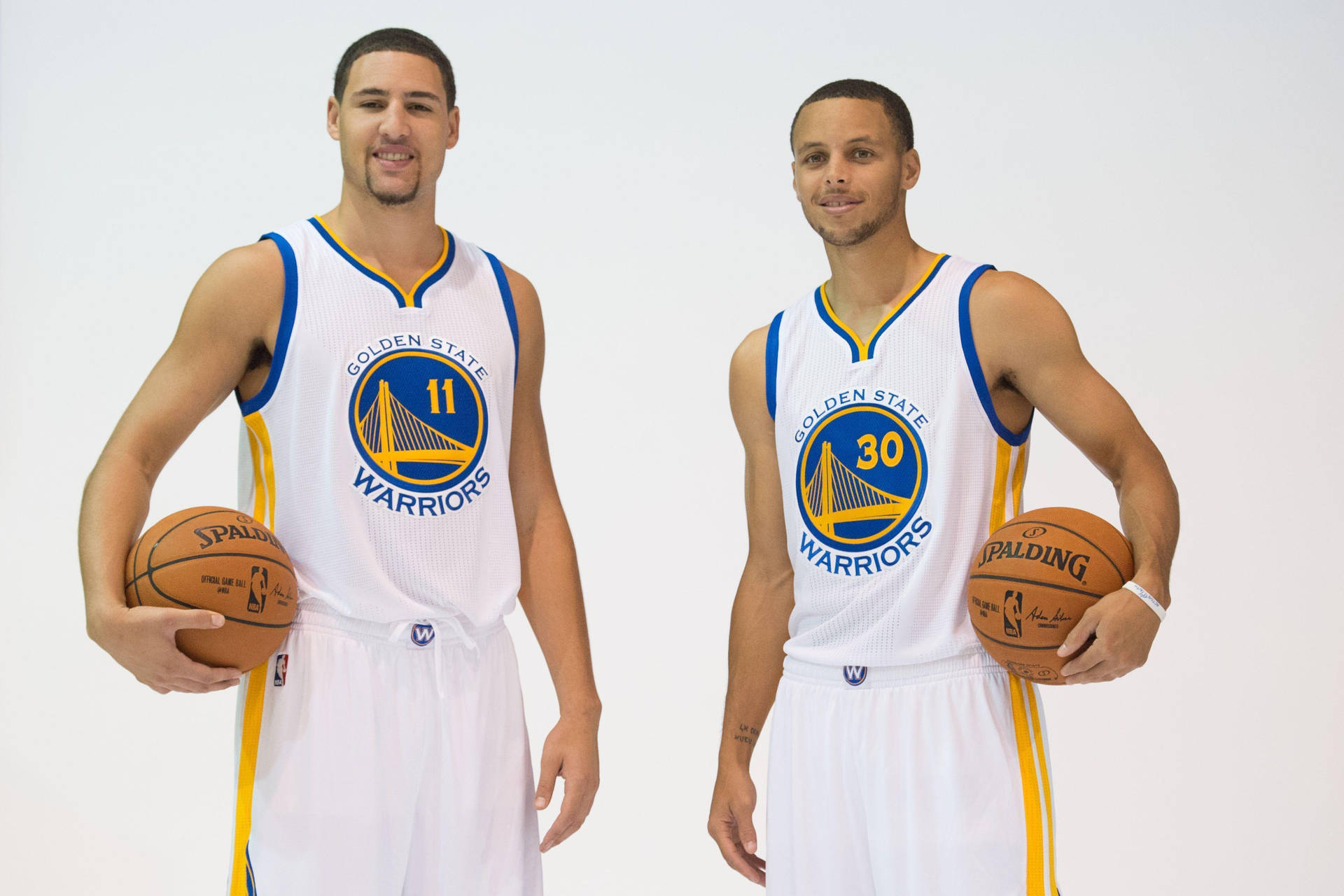 Klay Thompson Stephen Curry In White Background