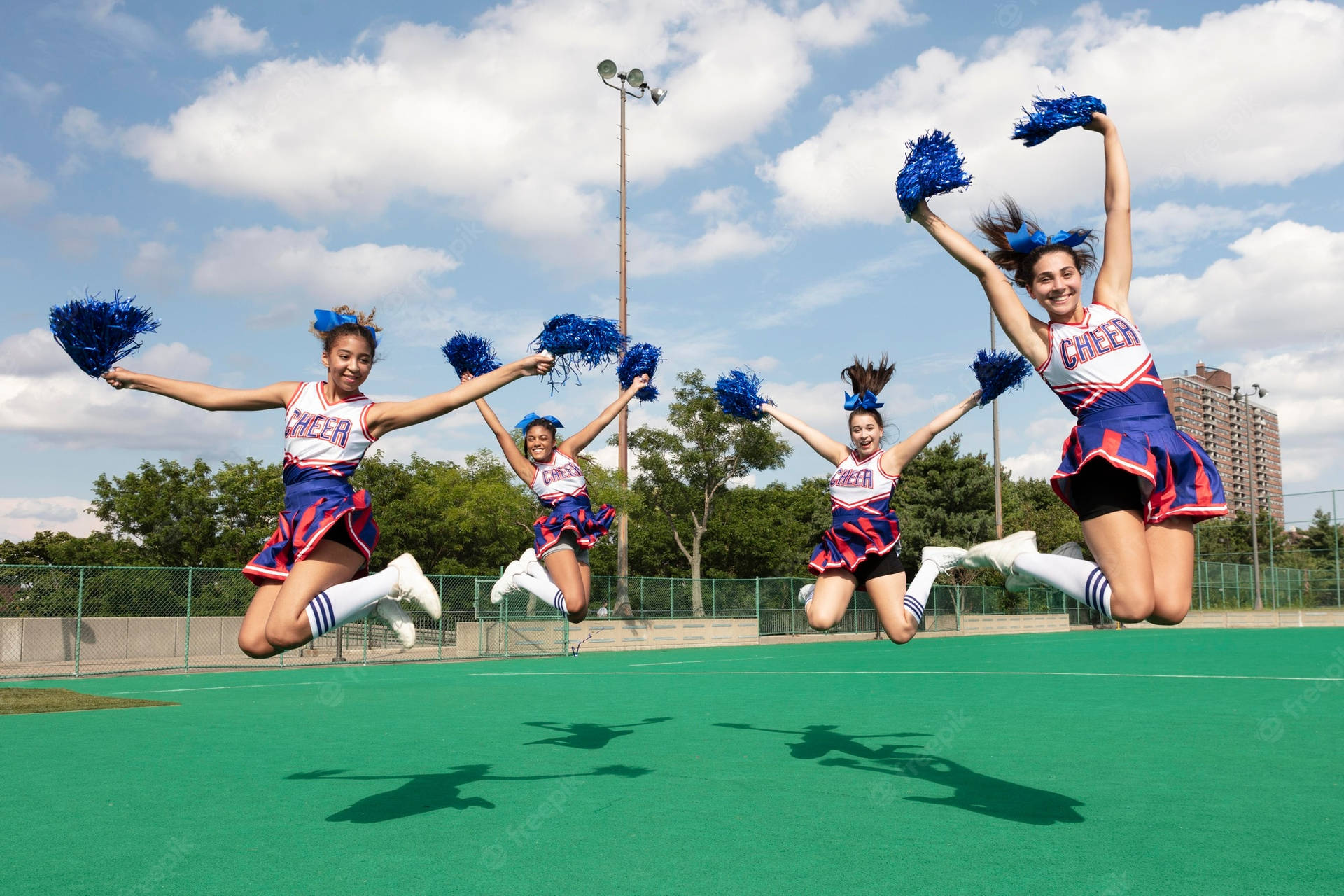 Knee Jump Cheerleading Background