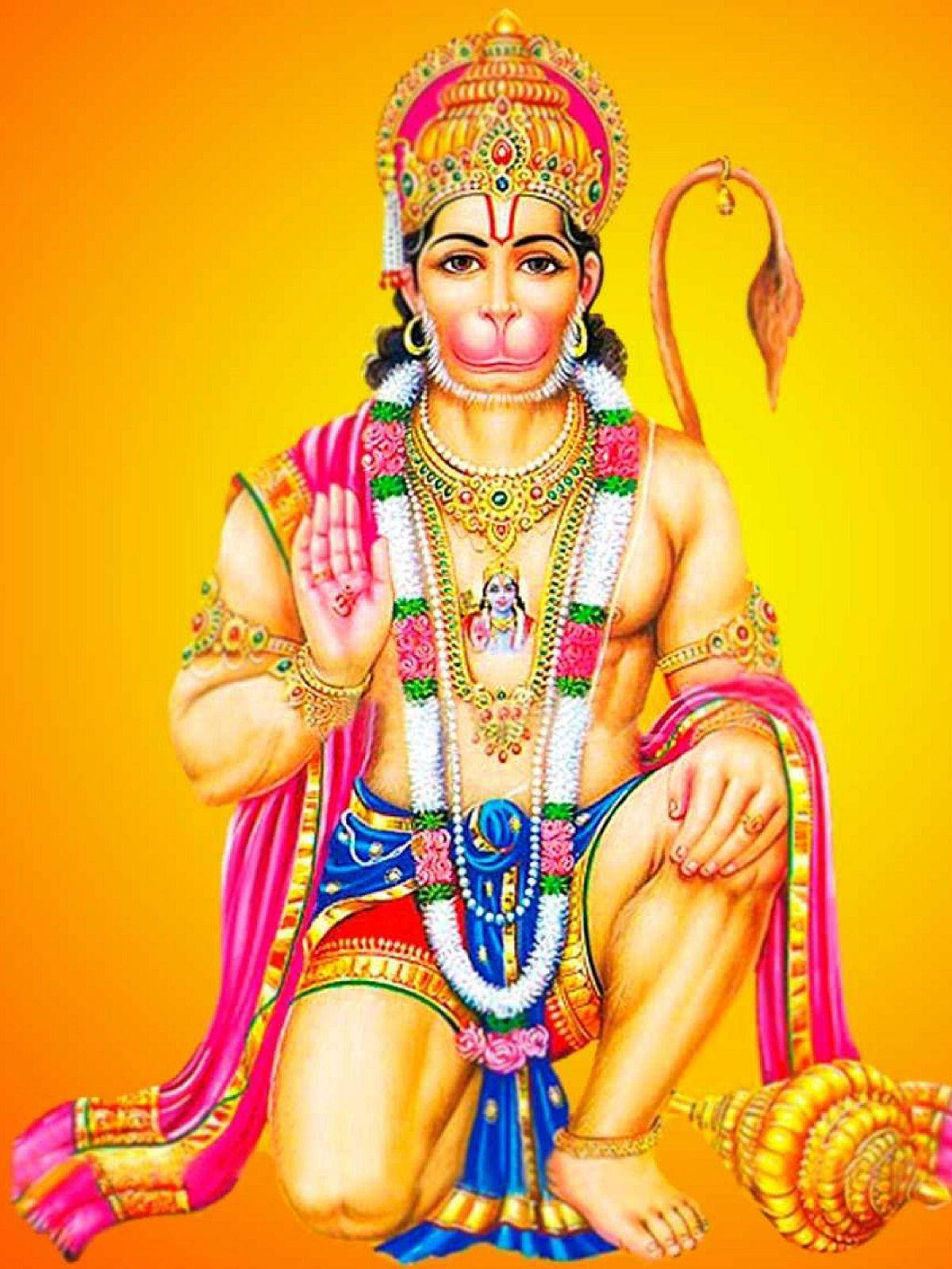 Kneeling On One Knee Hanuman Art Background