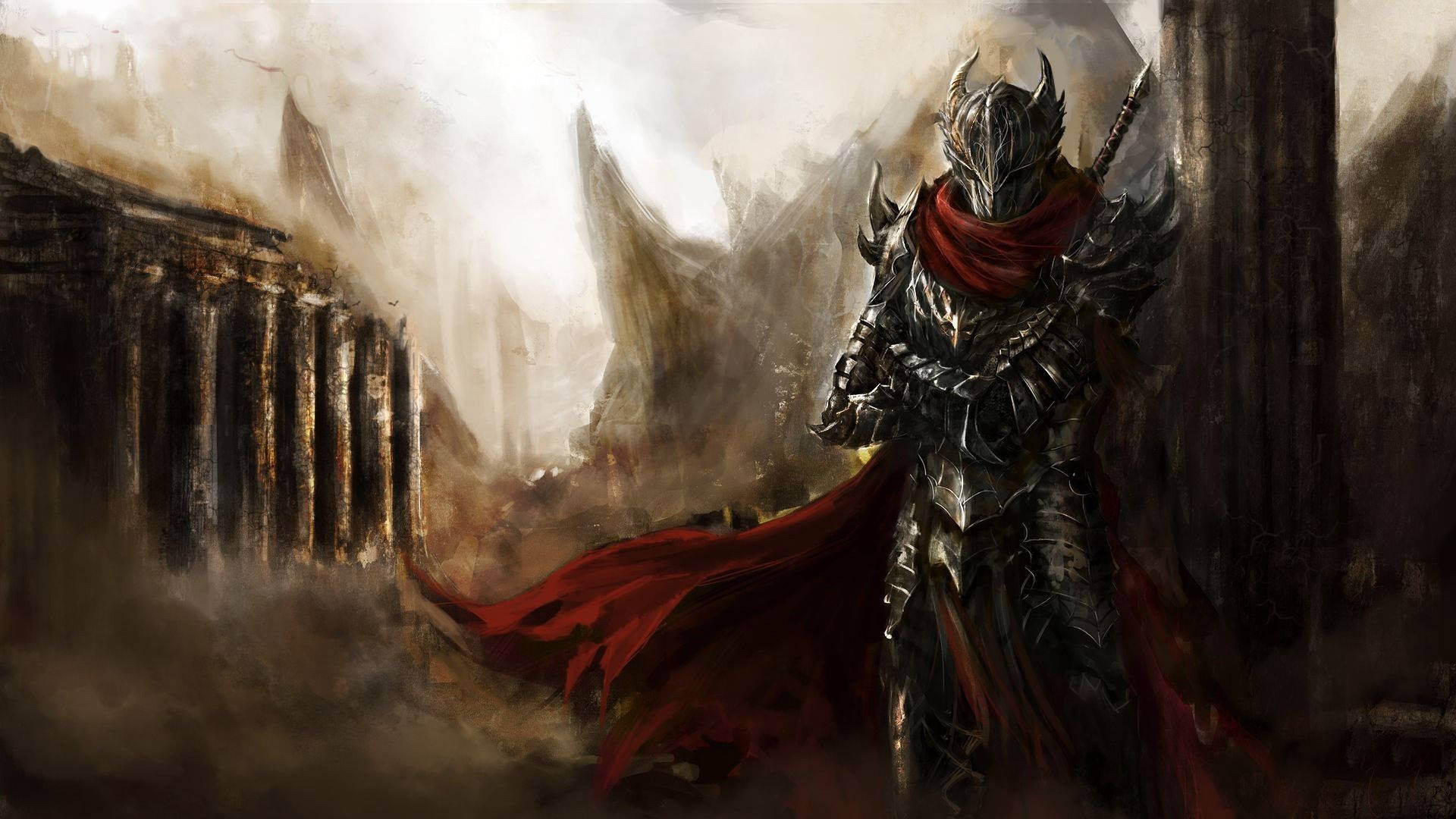 Knight With Red Cape Background