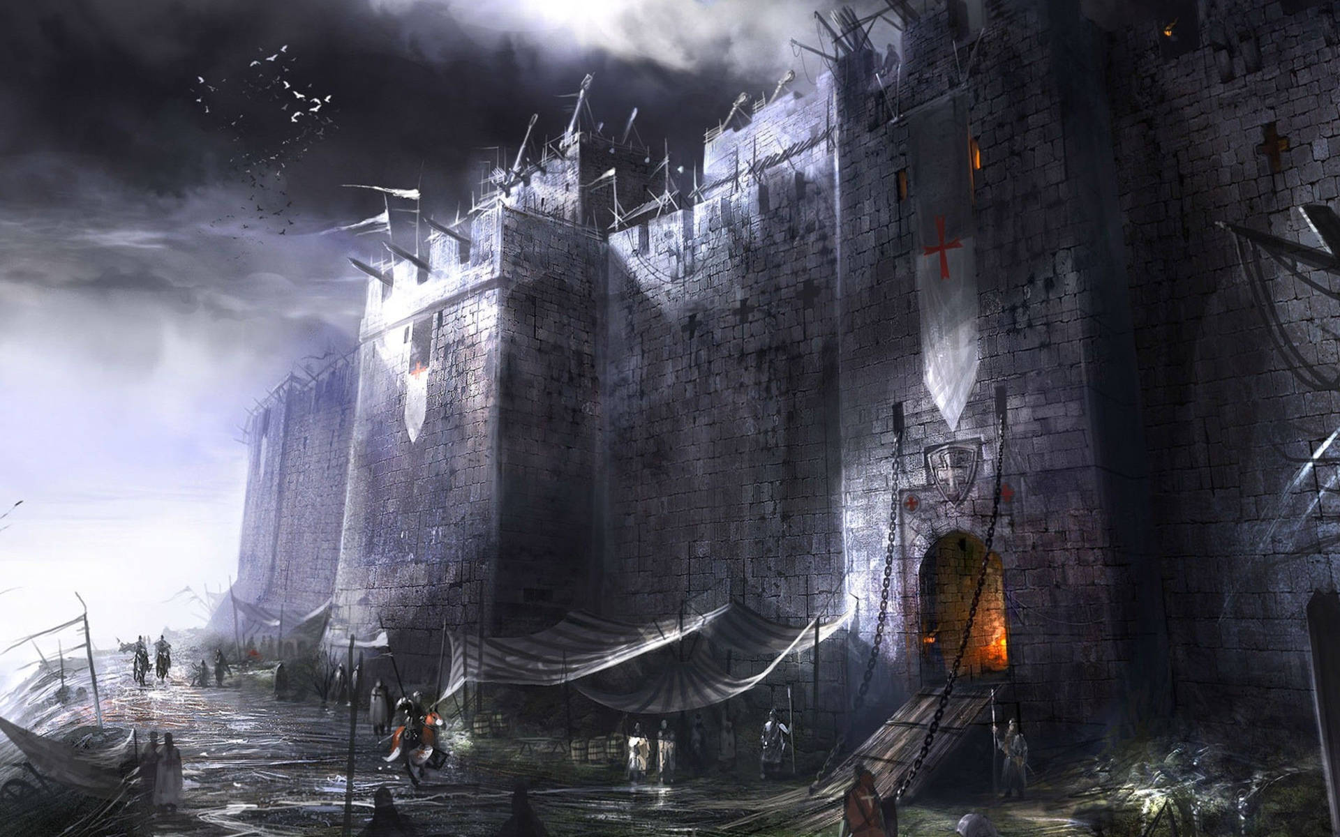 Knights Templar Fortress Background