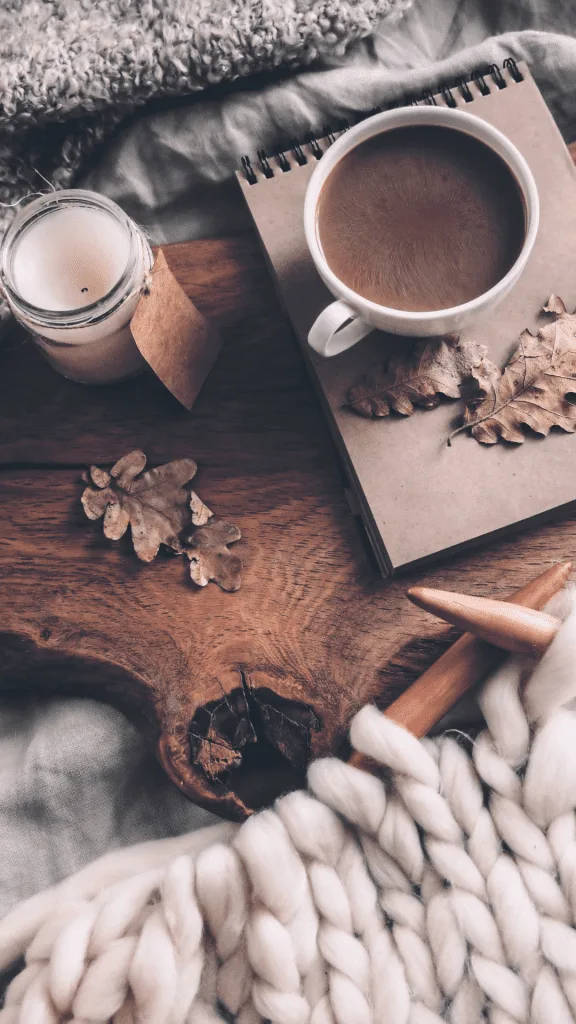 Knitting With Coffee Aesthetic Background