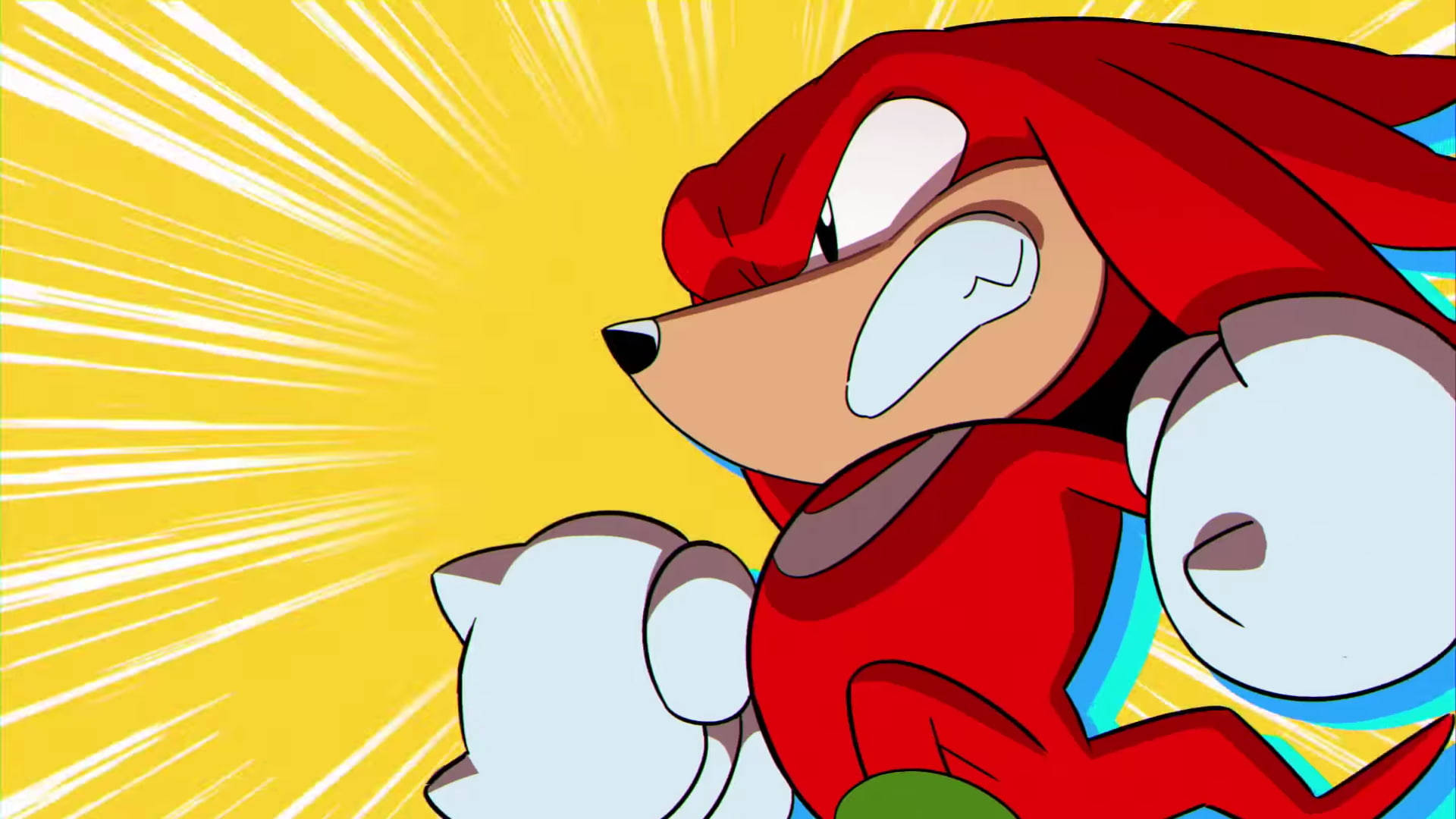 Knuckles The Echidna In A Dynamic Pose Against A Vibrant Yellow Background Background