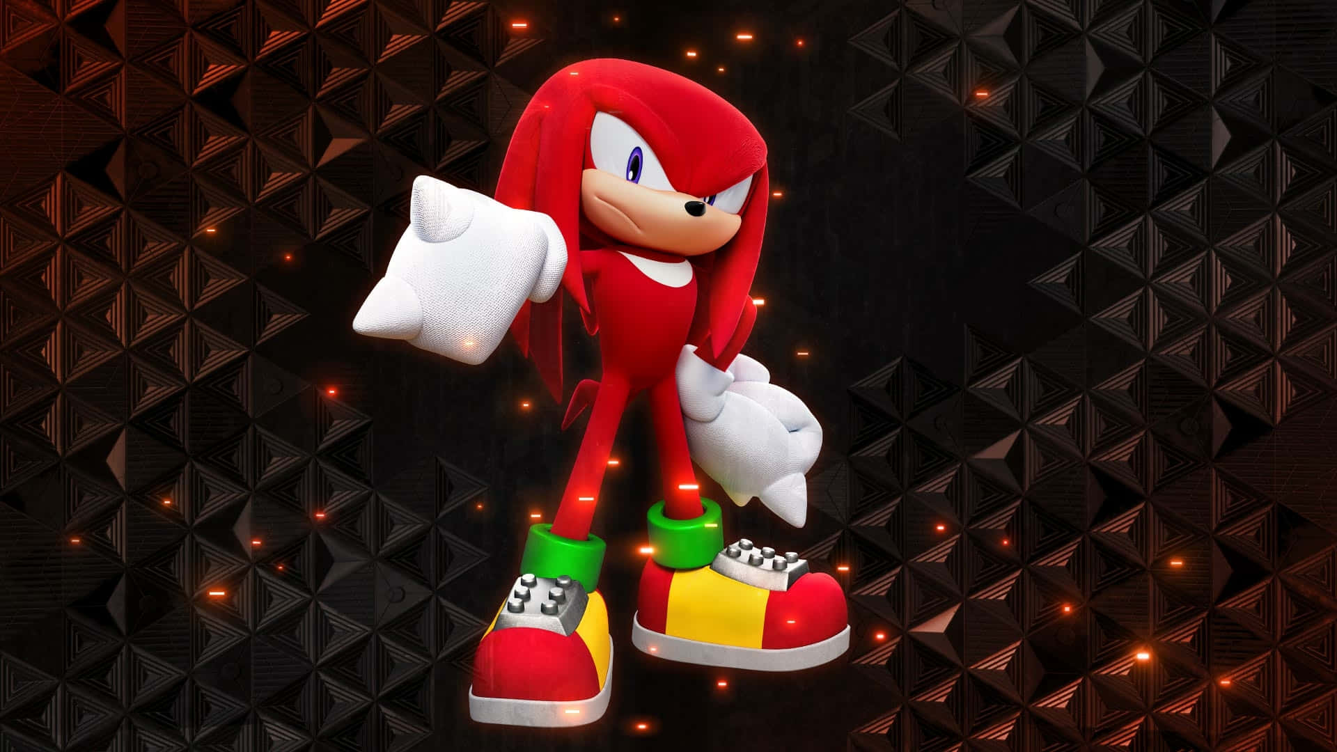 Knuckles The Echidna On Black Metal Background
