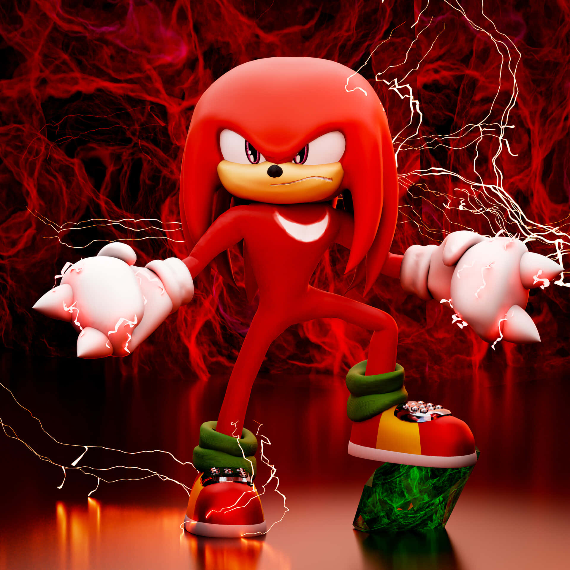 Knuckles The Echidna Stepping On Emerald