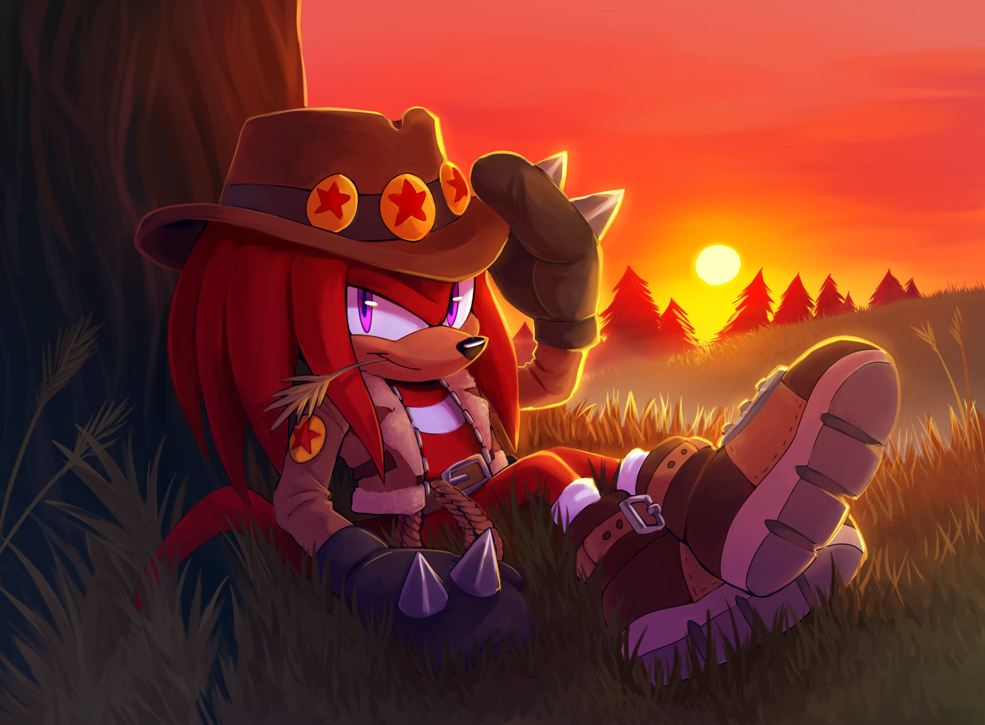 Knuckles The Echidna Sunset Background