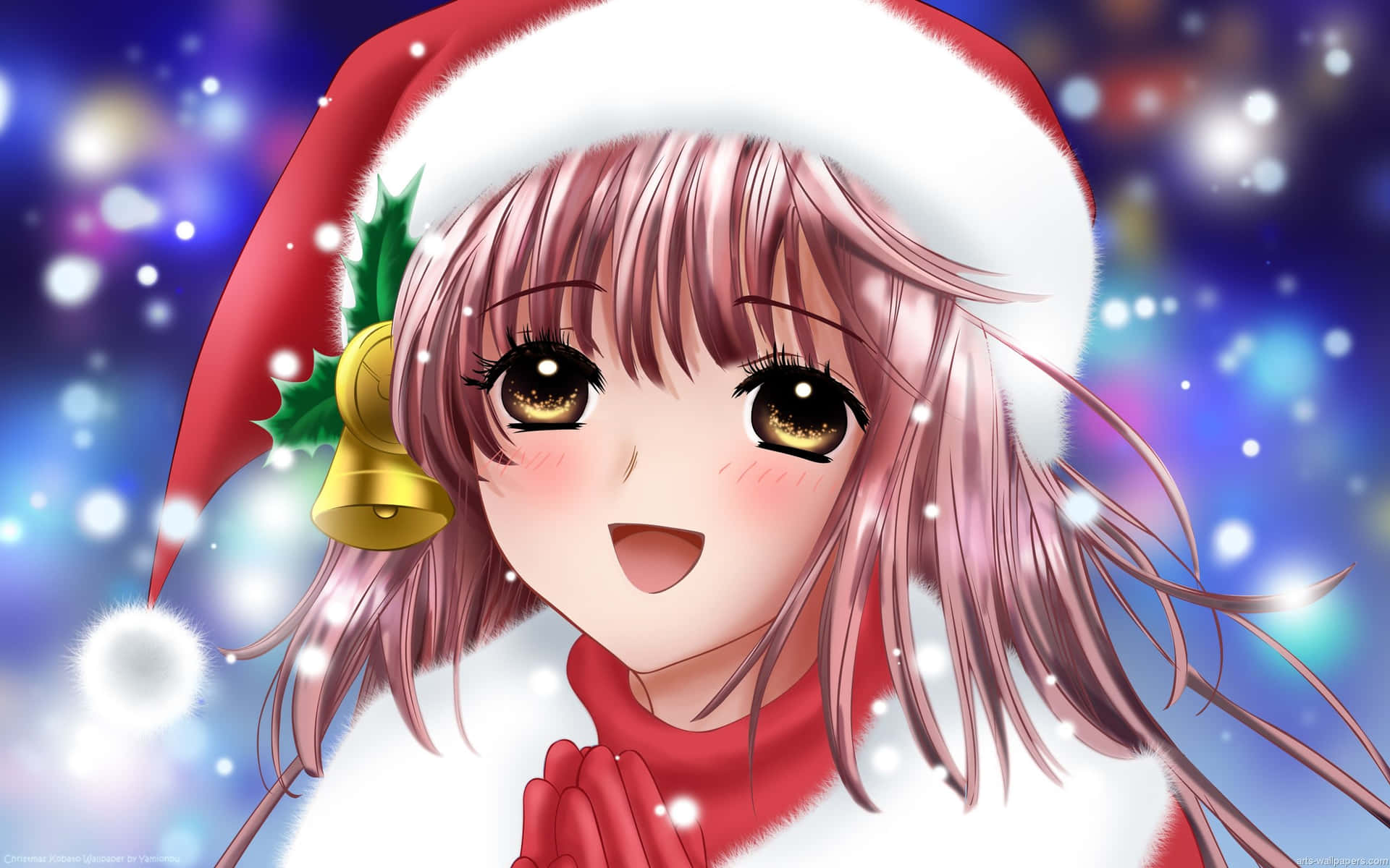 Kobato With Christmas Hat Anime Cartoon Background