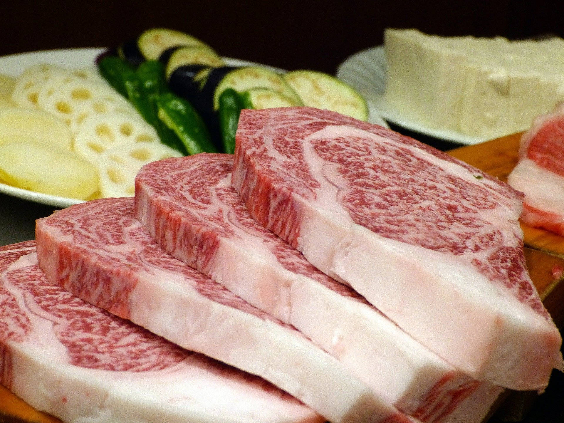 Kobe Beef With Prepared Ingredients Background