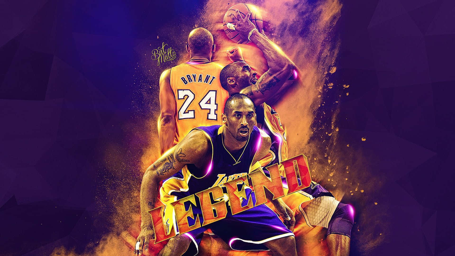 Kobe Bryant 24 Logo Basketball Legend Fire Background