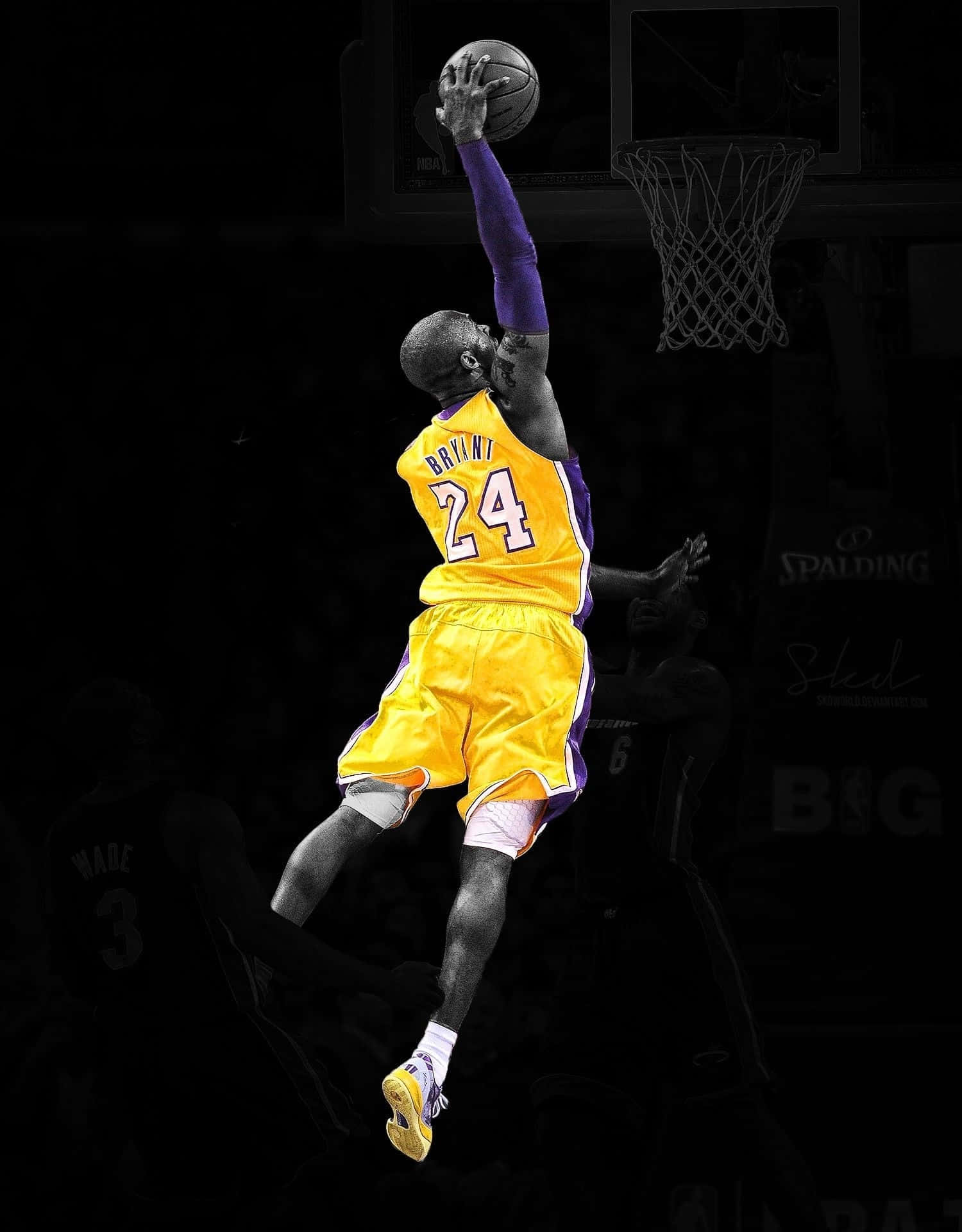 Kobe Bryant 24 Logo Lay-up Basketball Shot Background