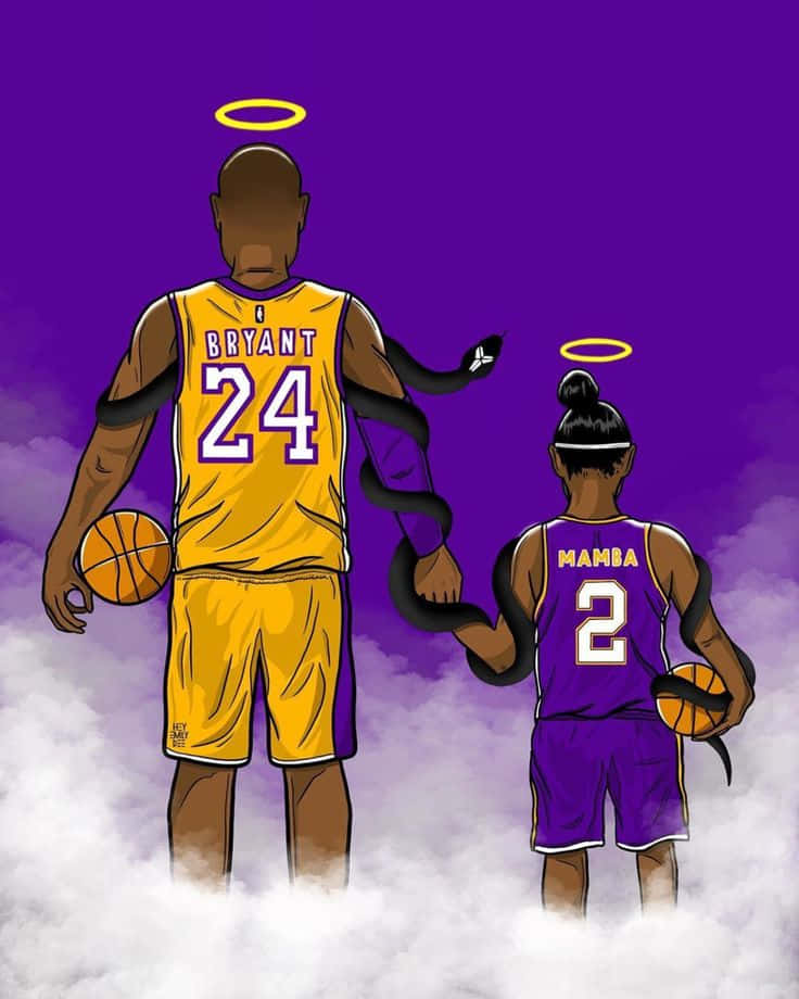 Kobe Bryant And Gianna Cartoon Background