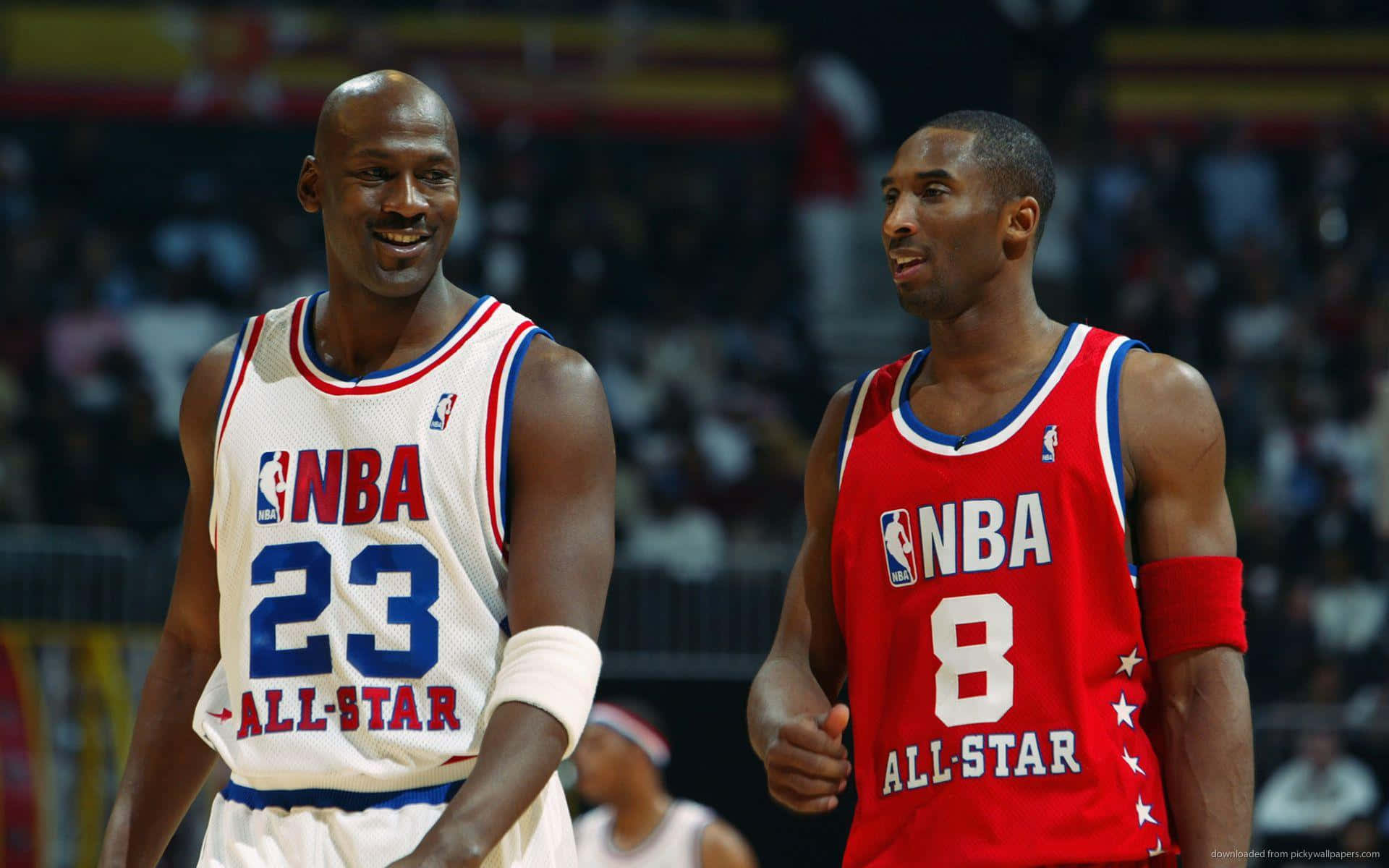 Kobe Bryant And Michael Jordan At The 2003 All-star Game Background