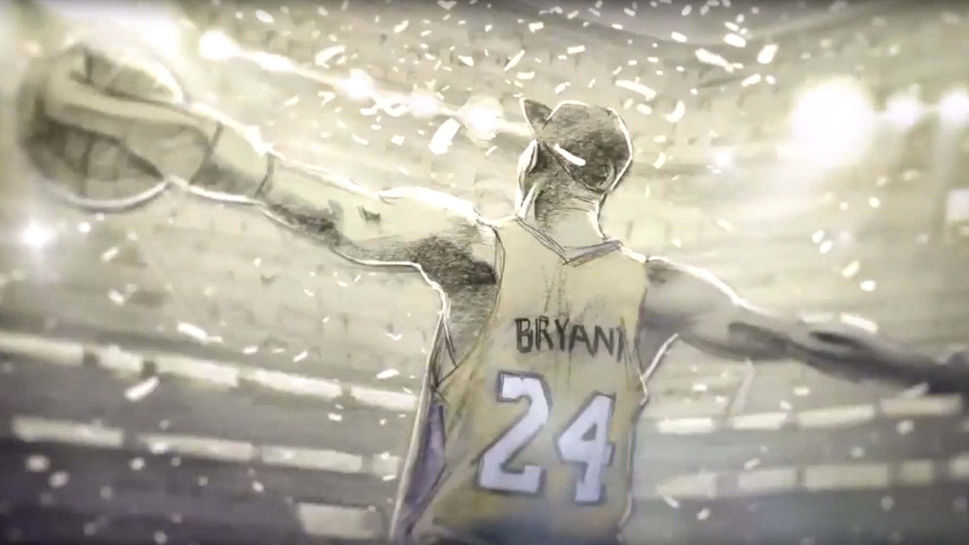 Kobe Bryant Basketball Drawing Celebrating Background