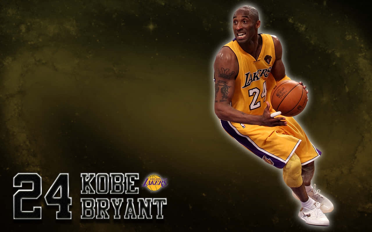 Kobe Bryant Basketball Playing Grunge Yellow Background