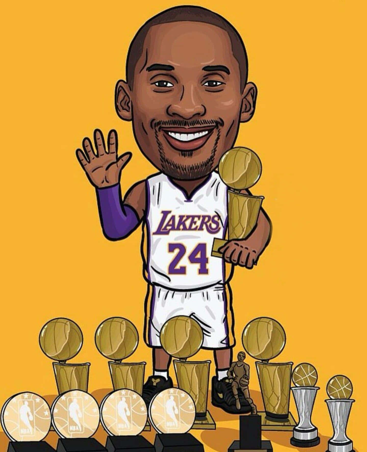 Kobe Bryant Cartoon Trophies
