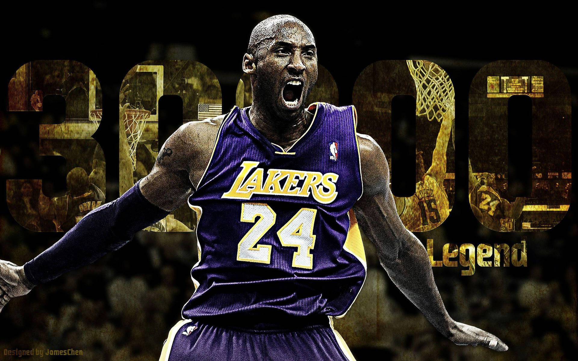 Kobe Bryant Cool Gold Legend Background