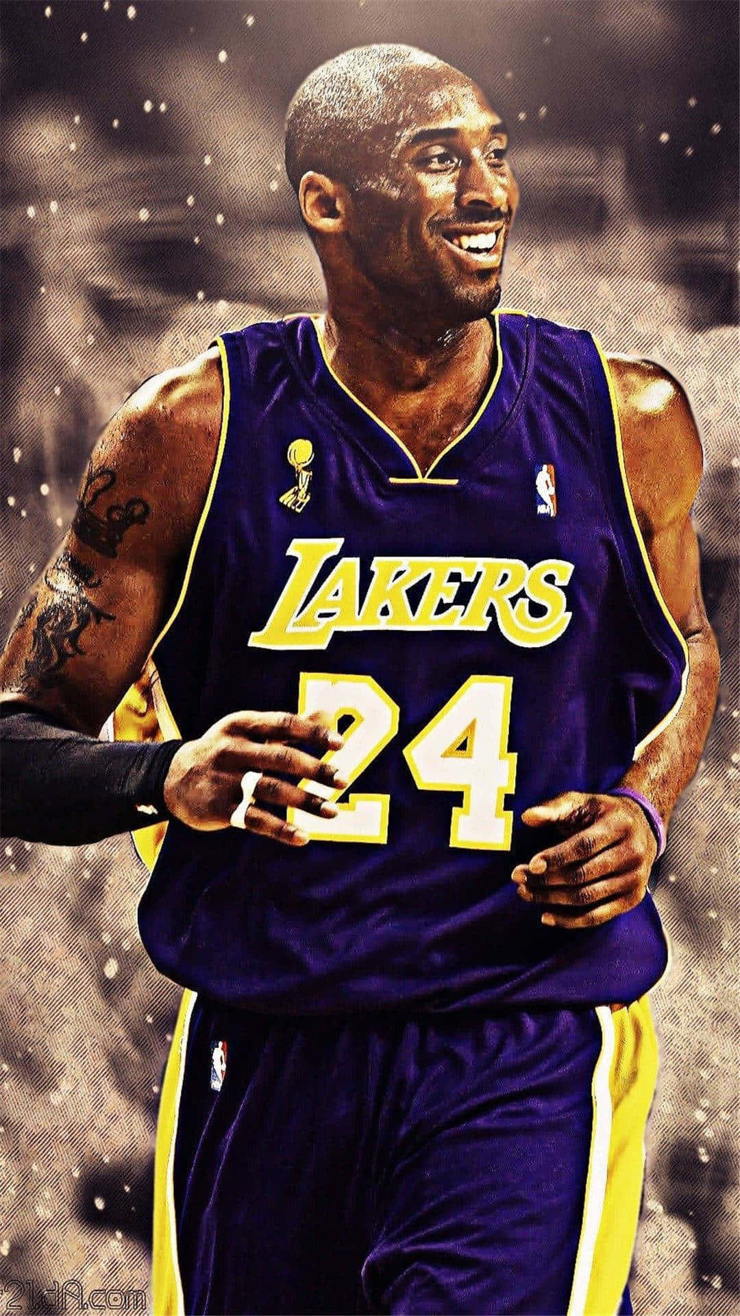 Kobe Bryant Gives His All On The Court Background