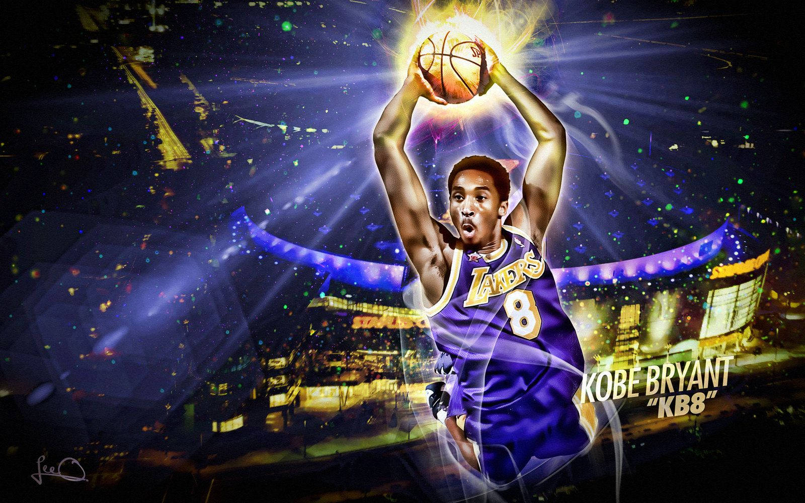 Kobe Bryant Holds Up His 5th Championship. Background