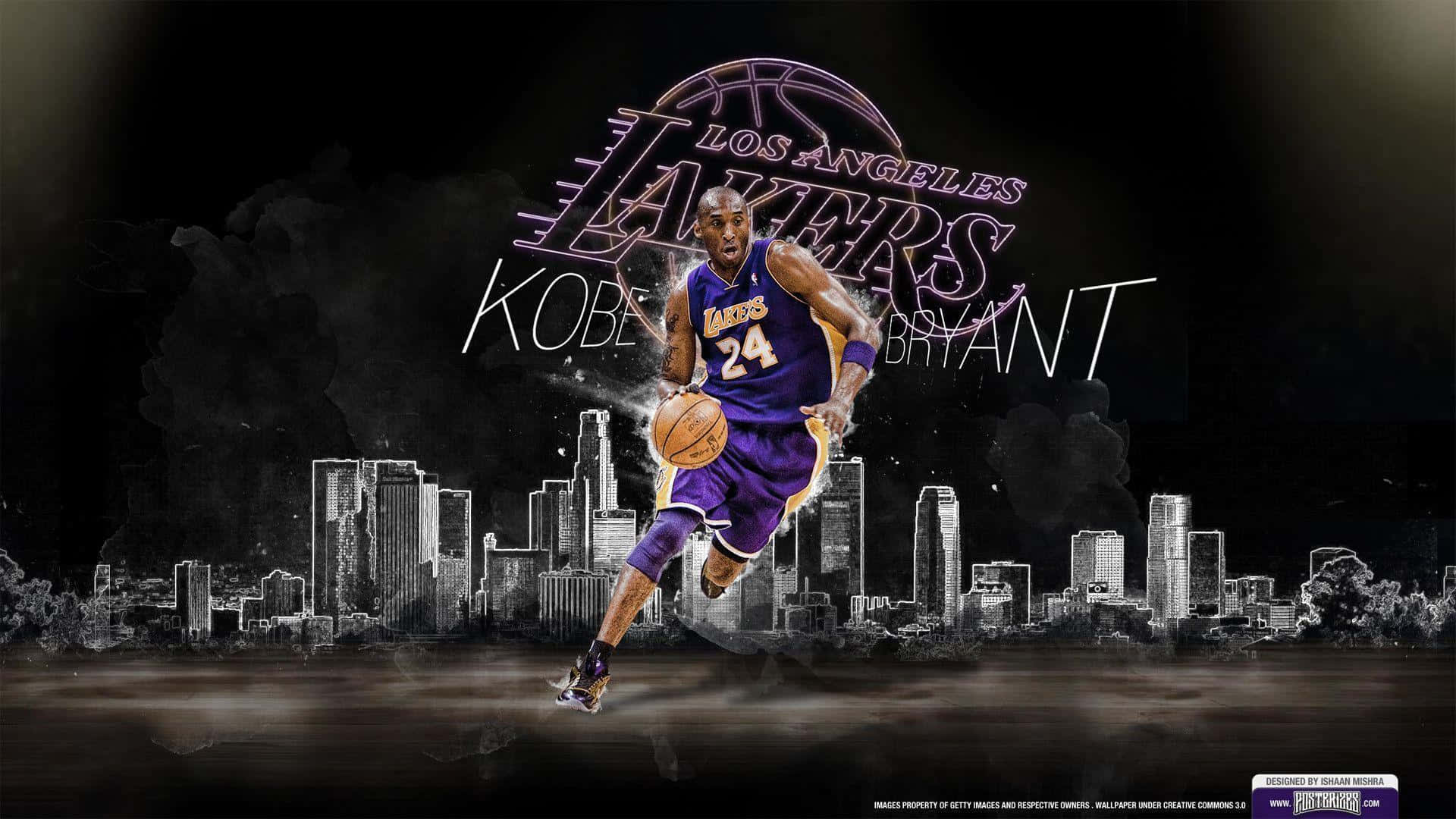 Kobe Bryant In Action During A Los Angeles Lakers Game Background