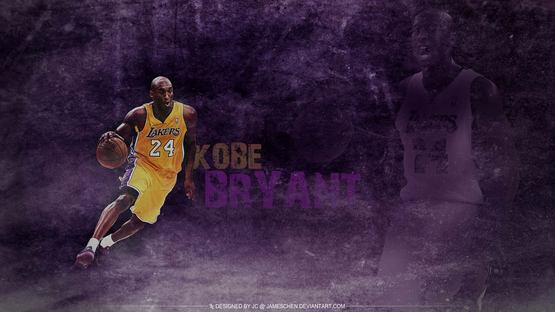 Kobe Bryant On Top Of The Basketball World Background