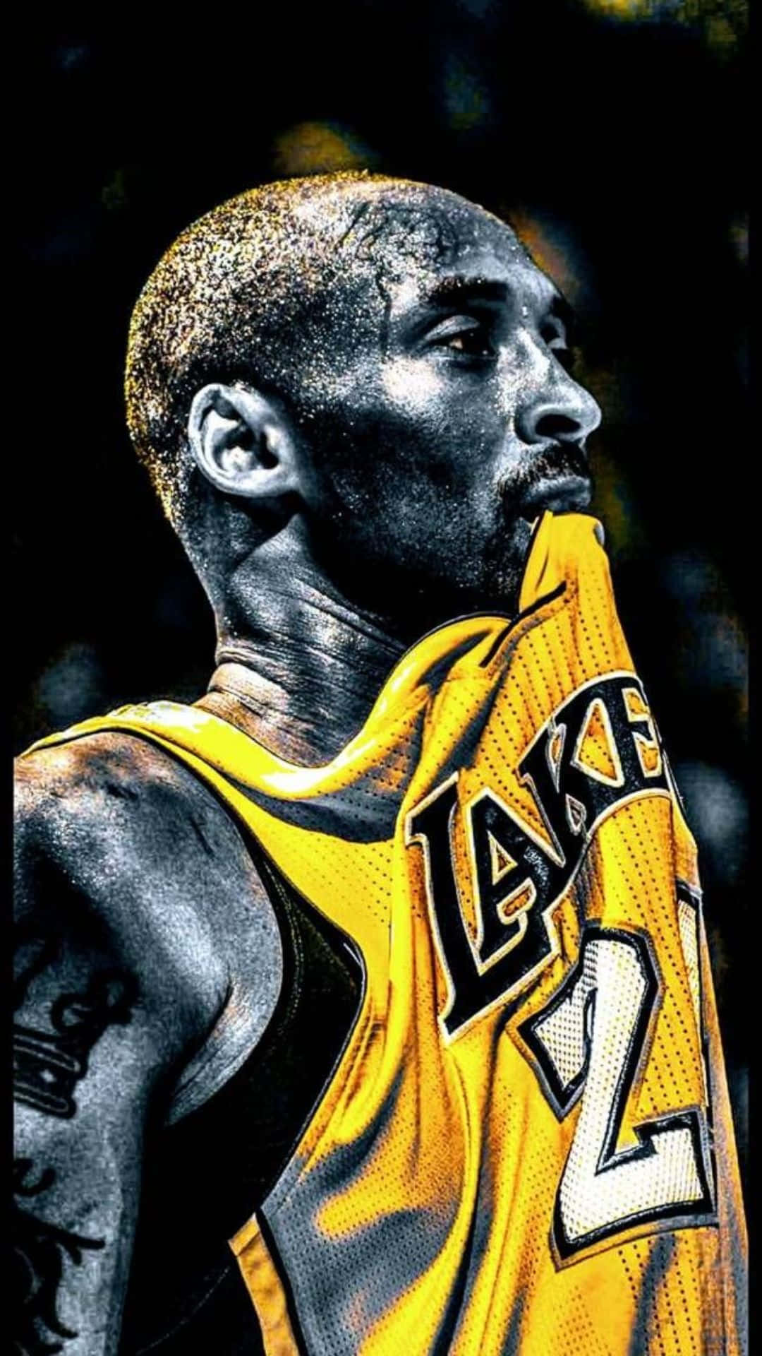 Kobe Bryant Phone Biting Jersey Background