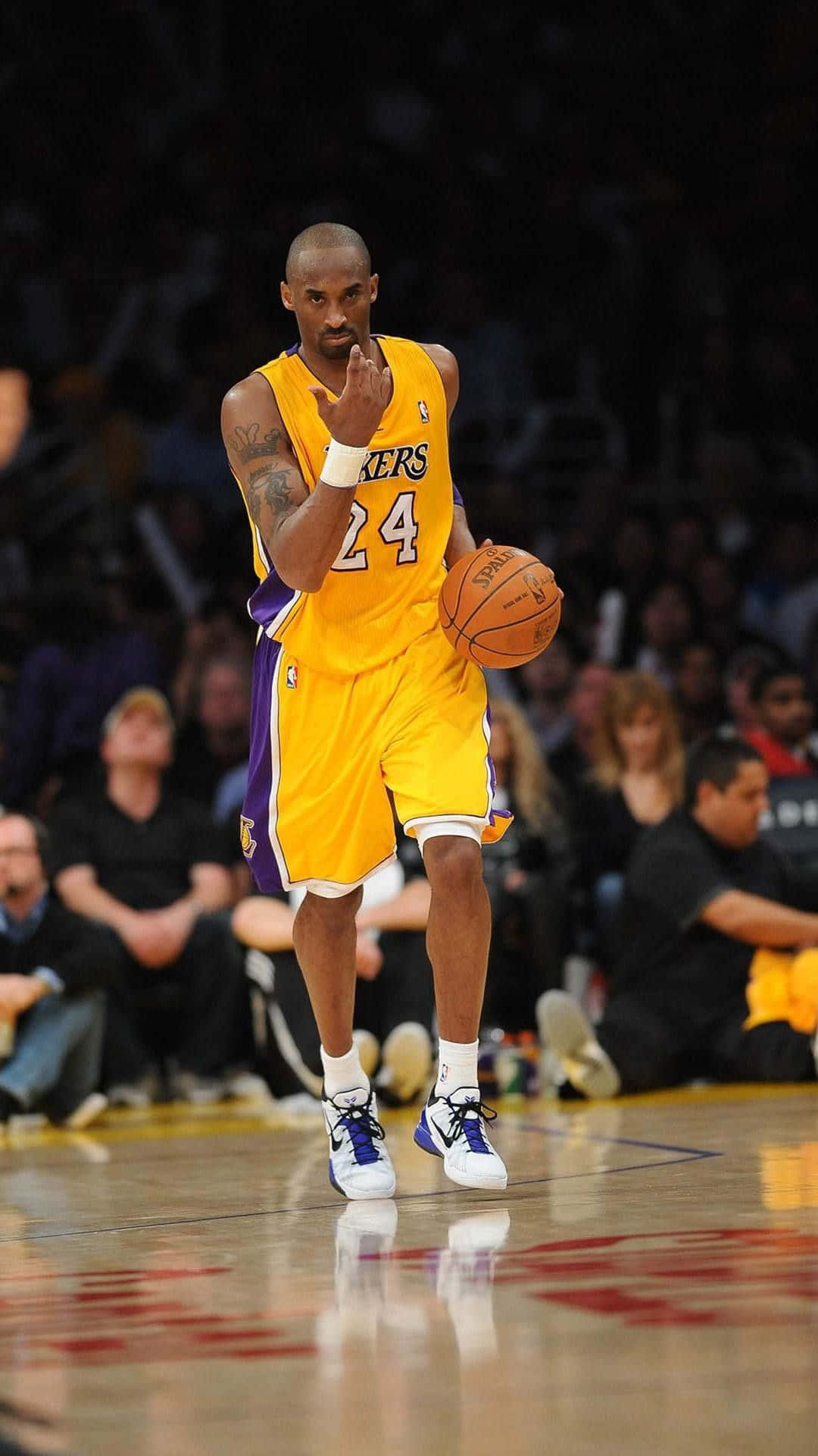 Kobe Bryant Phone On Court Background