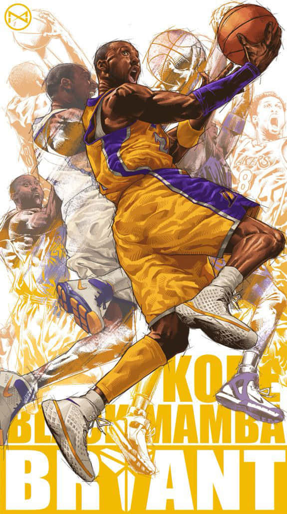Kobe Bryant Shows His Legendary Moves In Cartoon Form Background