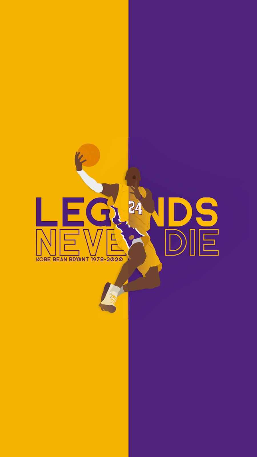 Kobe Bryant Split Yellow And Purple Background