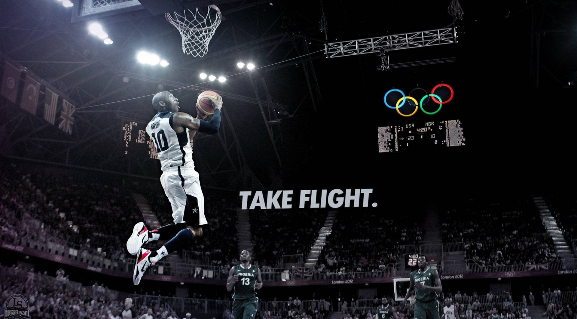 Kobe Bryant Take Flight 4k Background