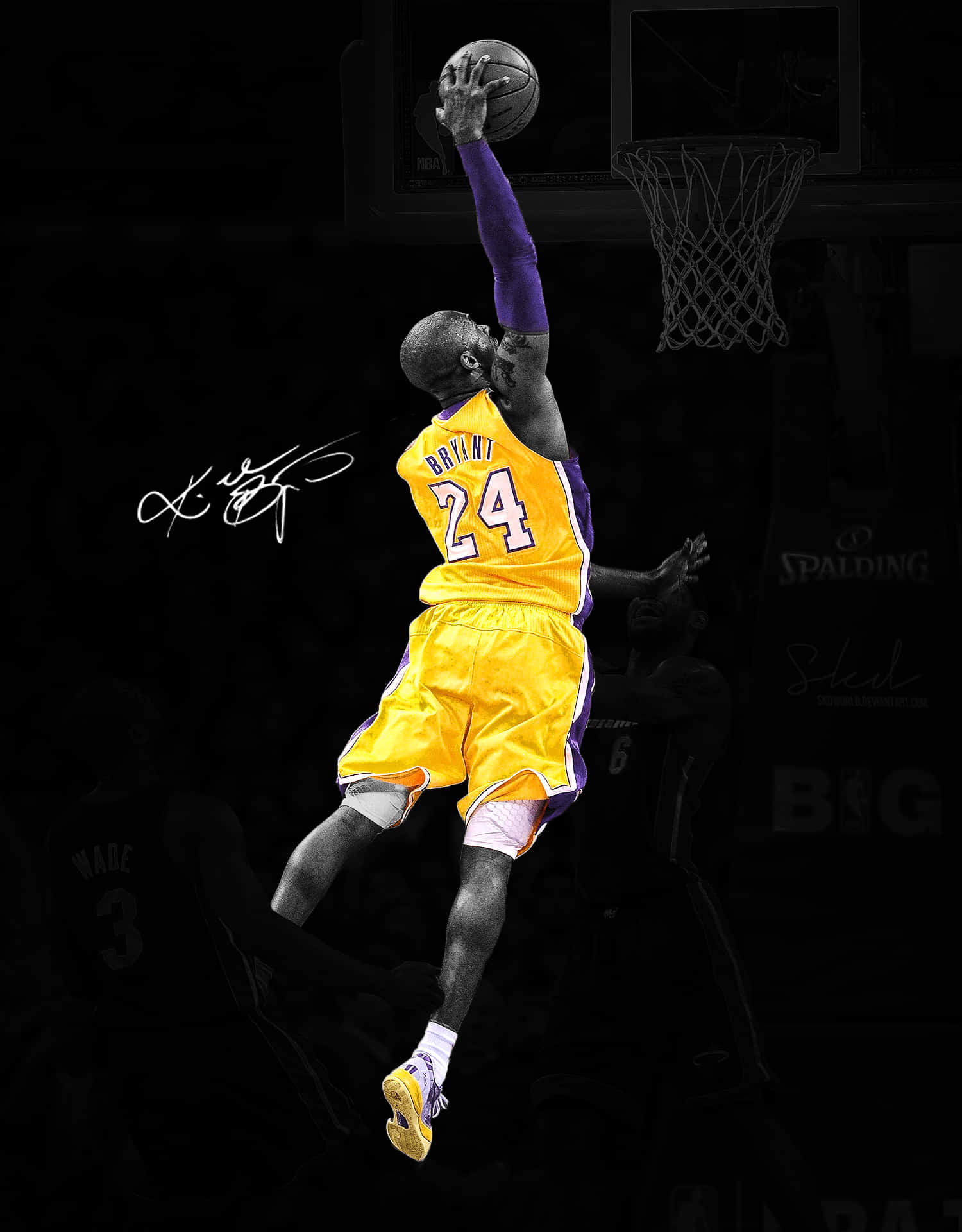 Kobe Bryant With A Signature Jump Shot Background