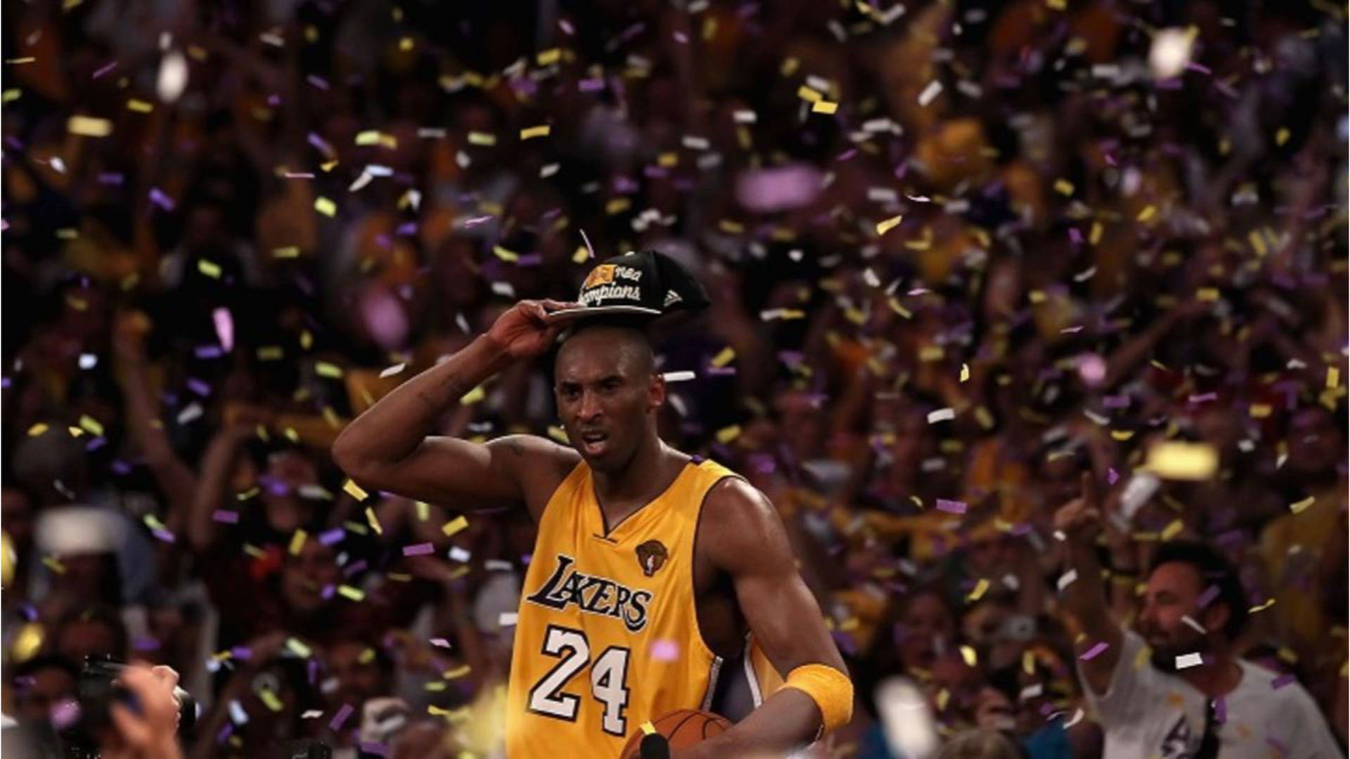 Kobe Bryant With Confetti 4k Background