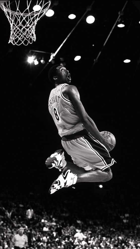 Kobe Dunking Black And White Background