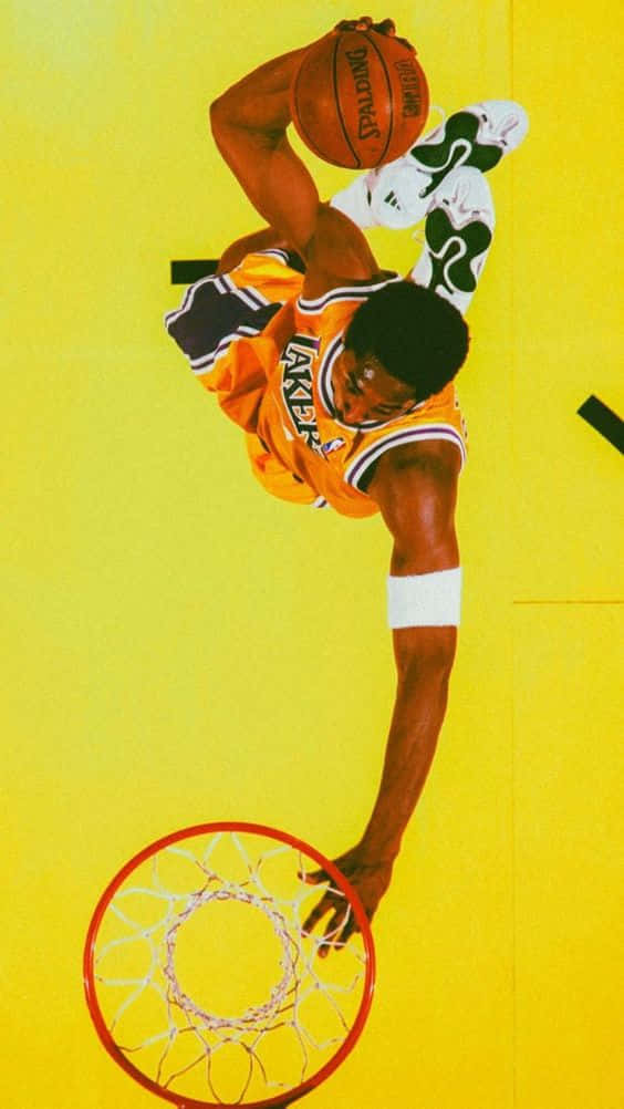 Kobe Dunking Plain Yellow Background