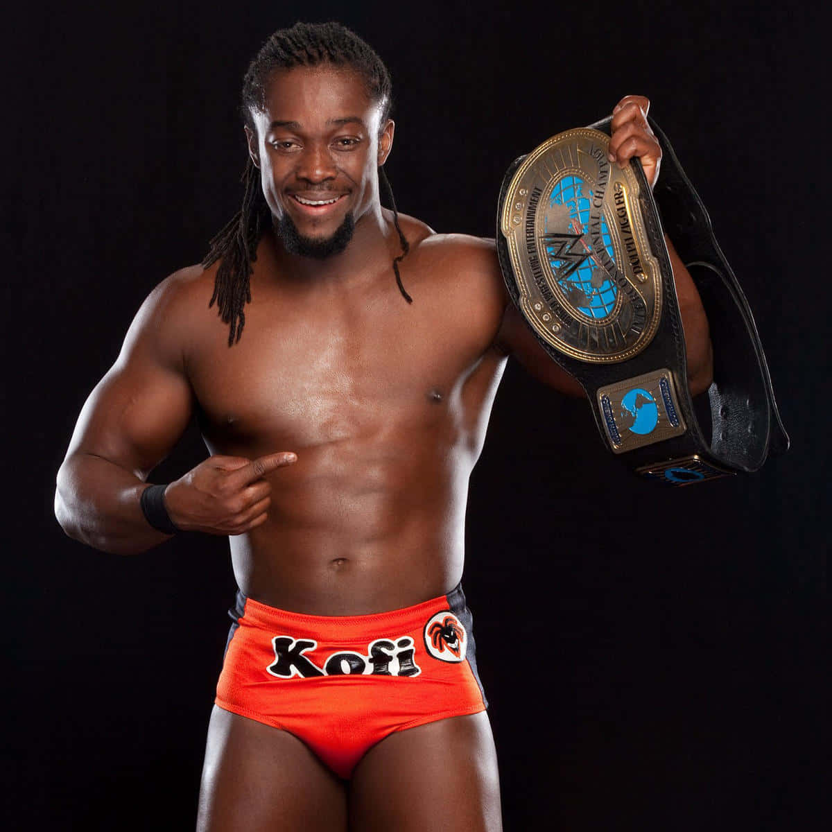 Kofi Kingston Flashing His Wwe Belt