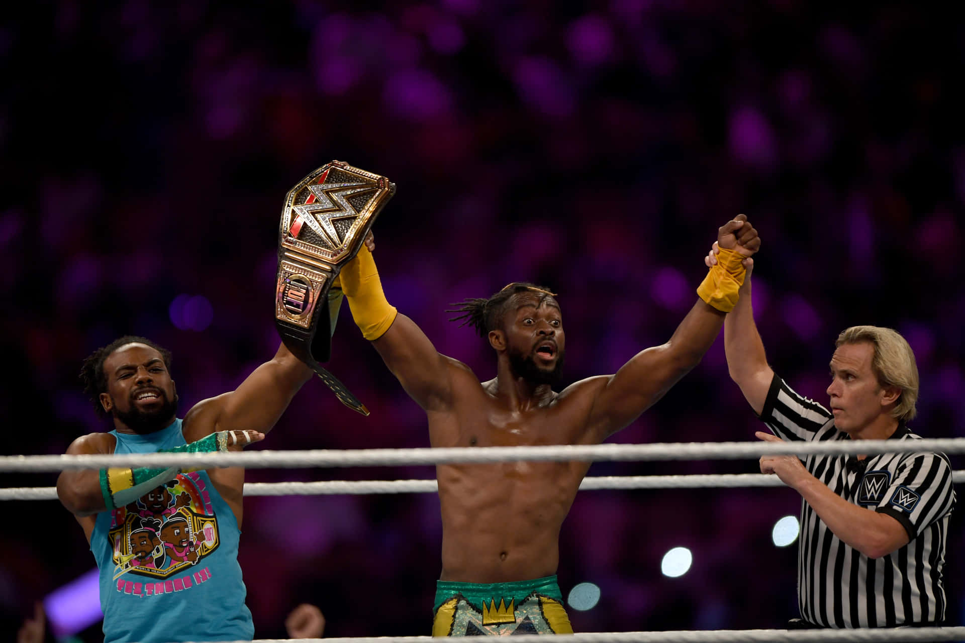 Kofi Kingston Holding The Wwe Championship Belt