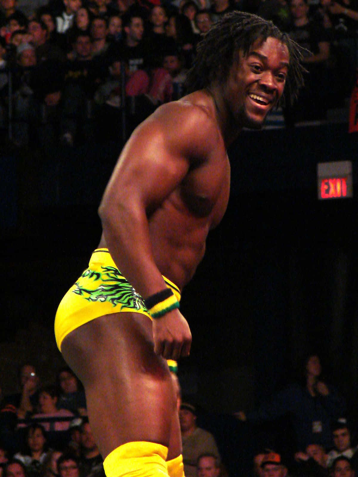 Kofi Kingston Rocking A Bright Yellow Wrestling Brief