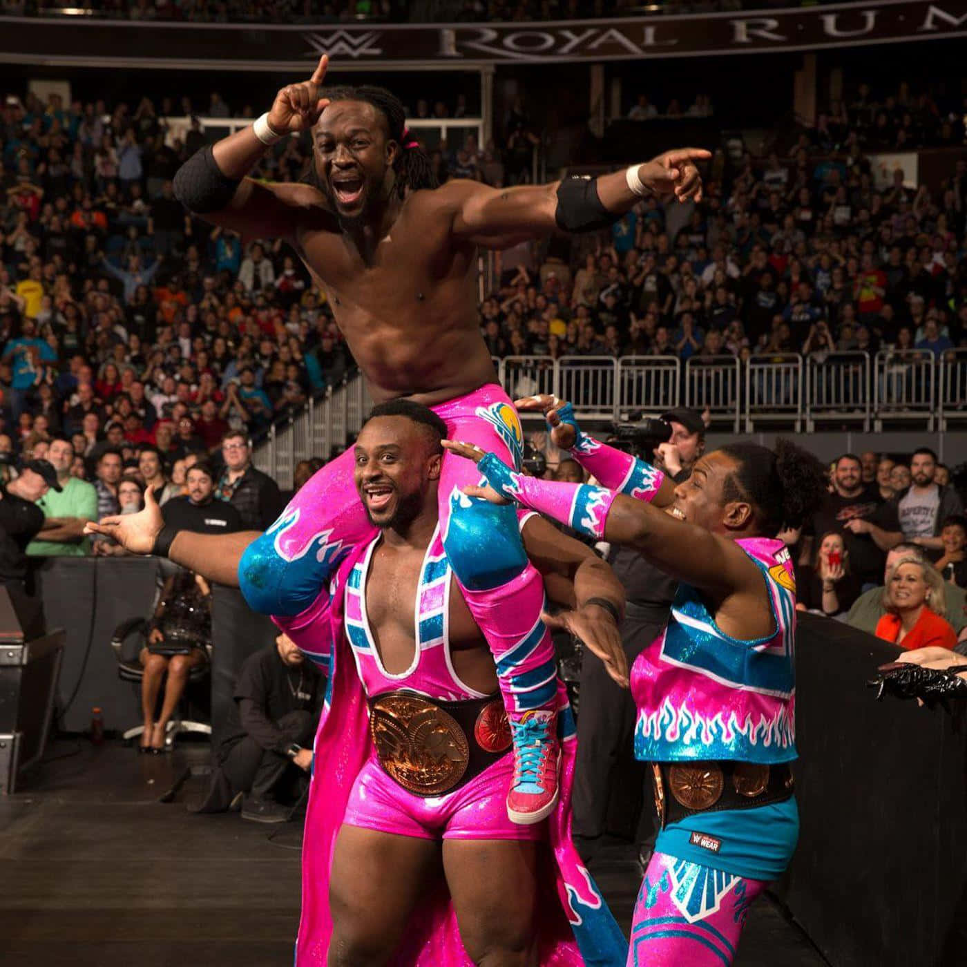 Kofi Kingston With His New Day Brothers Background