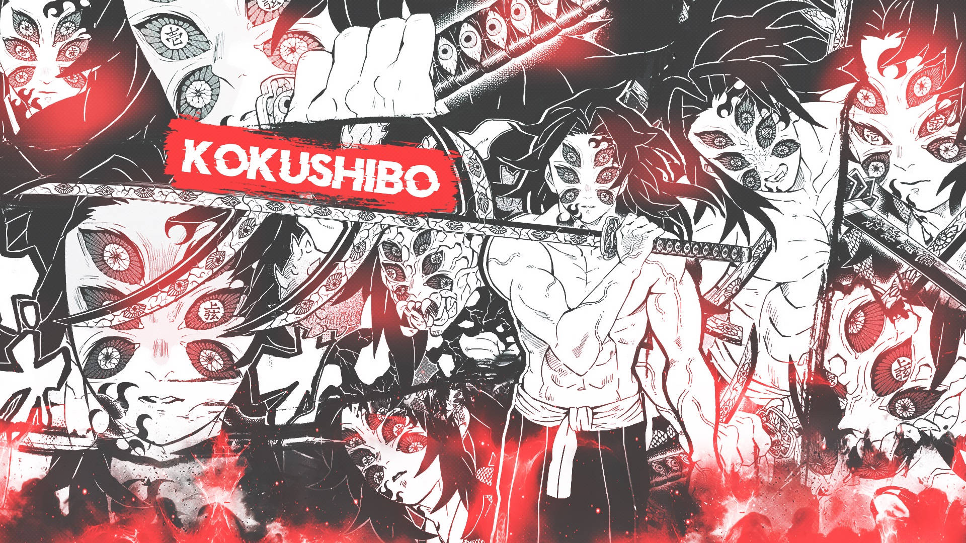Kokushibo Holding A Black Sword Background