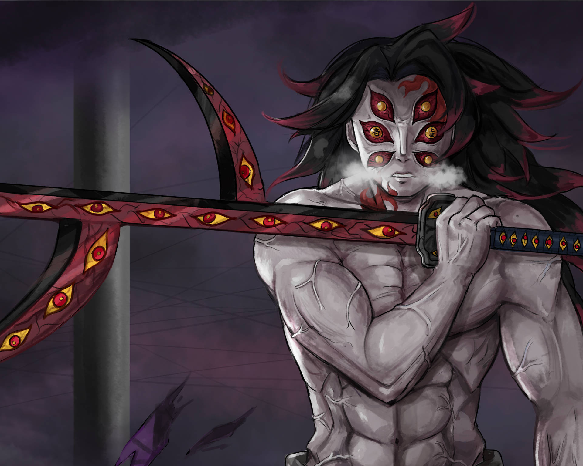 Kokushibo Holding His Sword Background