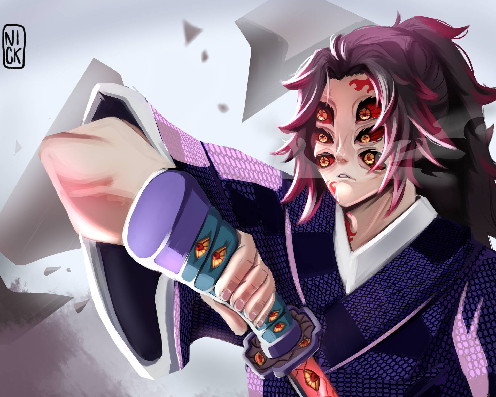 Kokushibo Holding His Sword Background