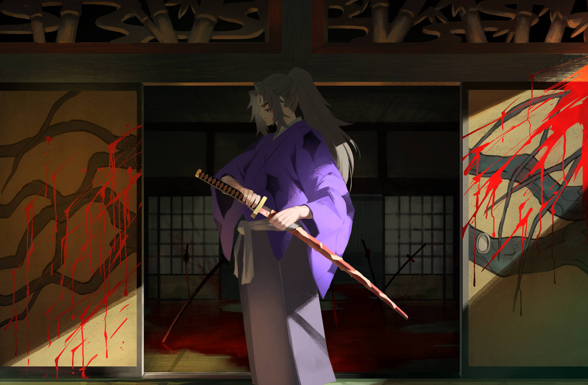 Kokushibo Purple Robe Background