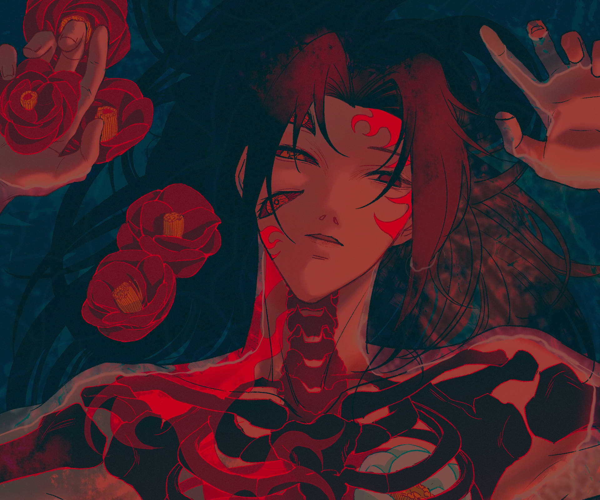 Kokushibo With Blood Art Background